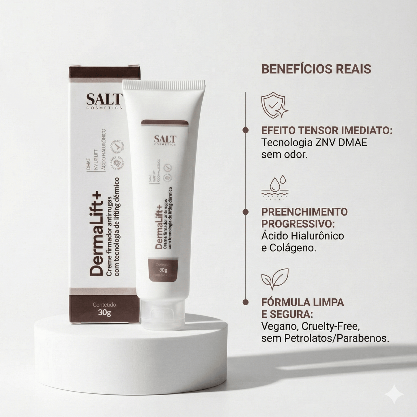 Creme Firmador Antirrugas 30g DermaLift+ – DMAE, UpLift e Ácido Hialurônico para Firmeza – Salt Cosmetics - Salt Cosmetics
