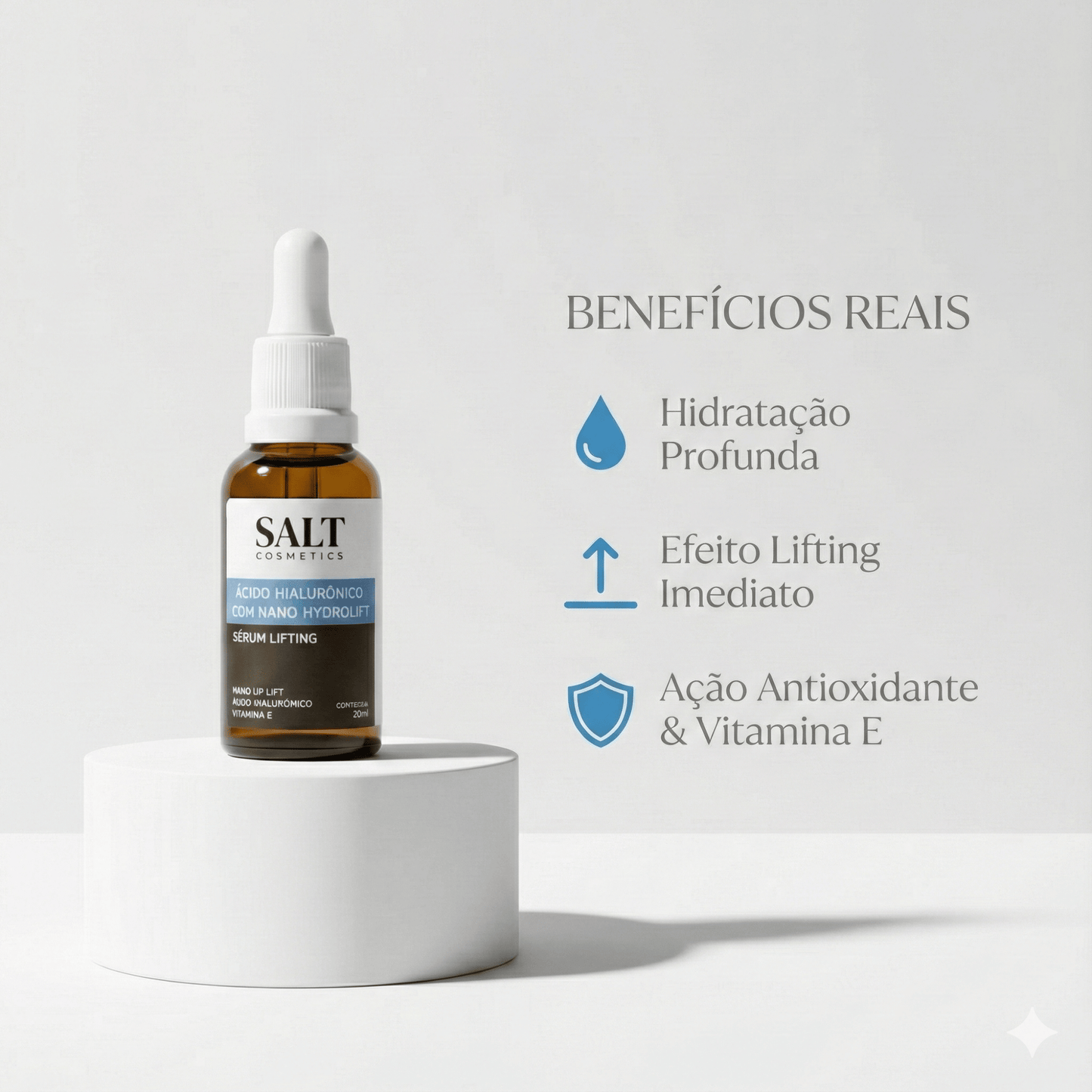 Sérum Ácido Hialurônico com Nano Hydrolift + Vitamina E - Salt Cosmetics