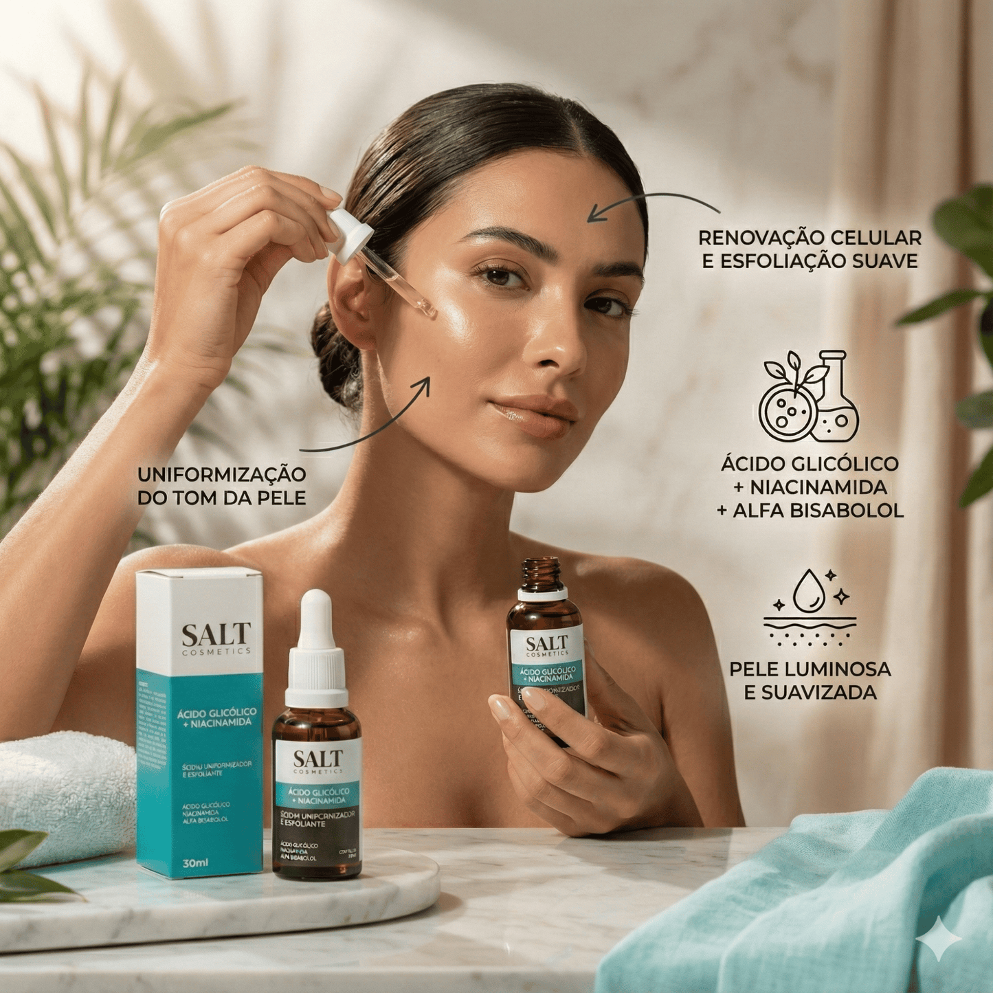Sérum Uniformizador — Ácido Glicólico + Niacinamida + Alfa Bisabolol - Salt Cosmetics