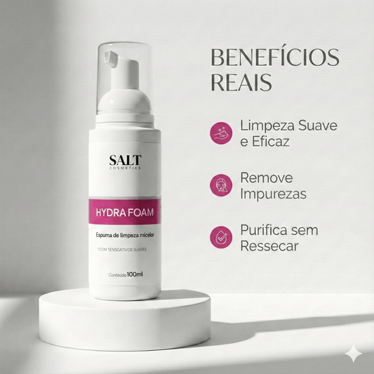Espuma de Limpeza Micelar Facial Hydrafoam 100ml – Limpeza Suave com Tensoativos Suaves – Salt Cosmetics - Salt Cosmetics