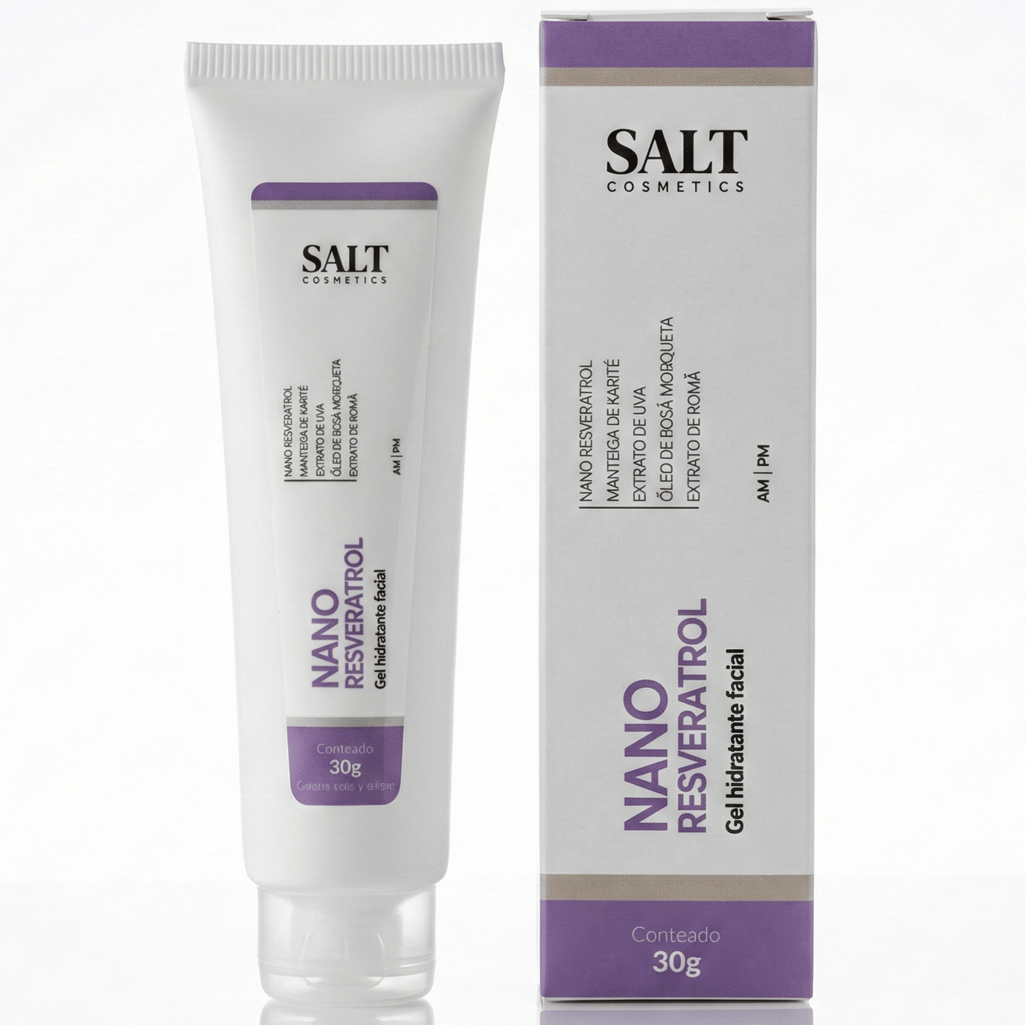Gel Hidratante Facial Nano Resveratrol 30g – Antioxidante para Firmeza e Proteção da Pele – Salt Cosmetics - Salt Cosmetics