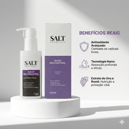 Sabonete Facial Nano Resveratrol com Uva, Romã e Rosa Mosqueta - Salt Cosmetics