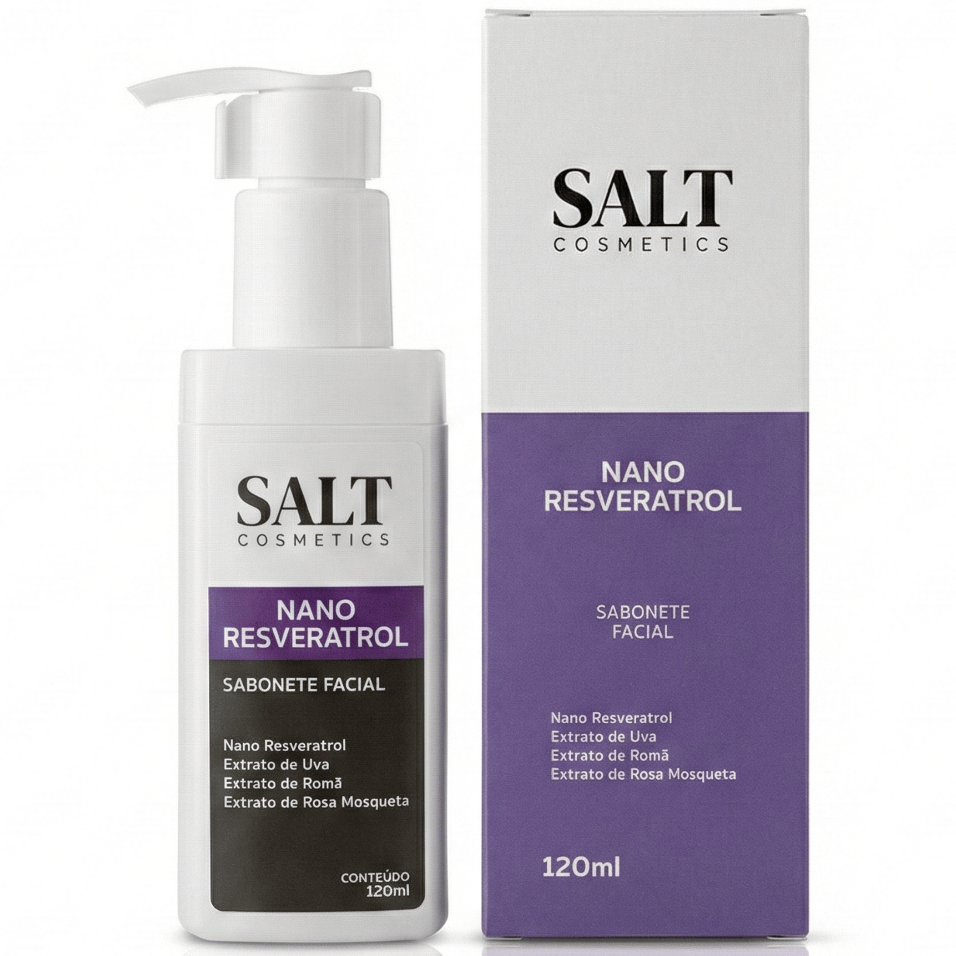Sabonete Facial Nano Resveratrol com Uva, Romã e Rosa Mosqueta - Salt Cosmetics