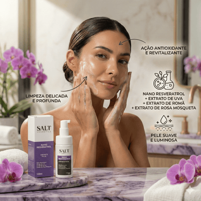 Sabonete Facial Nano Resveratrol com Uva, Romã e Rosa Mosqueta - Salt Cosmetics