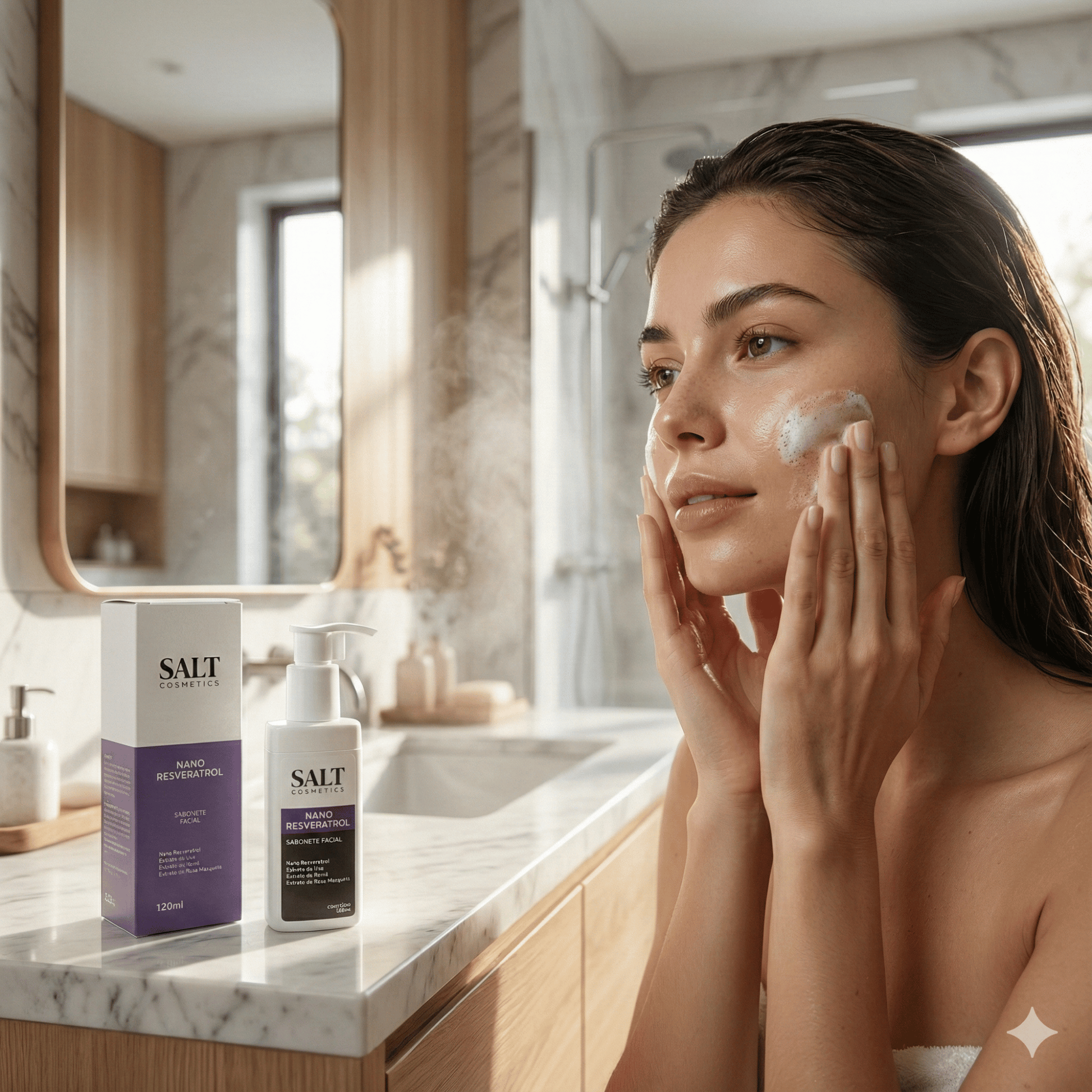 Sabonete Facial Nano Resveratrol com Uva, Romã e Rosa Mosqueta - Salt Cosmetics