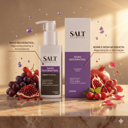 Sabonete Facial Nano Resveratrol com Uva, Romã e Rosa Mosqueta - Salt Cosmetics