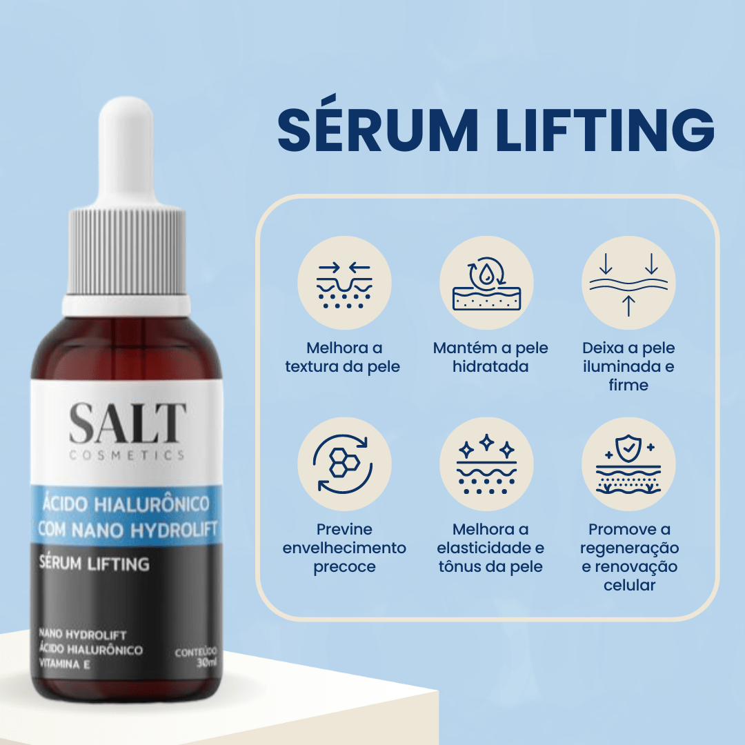 Sérum Ácido Hialurônico com Nano Hydrolift + Vitamina E - Salt Cosmetics
