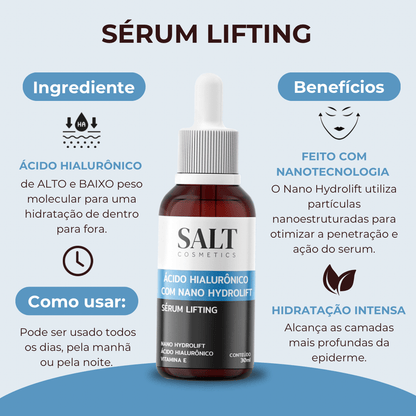 Sérum Ácido Hialurônico com Nano Hydrolift + Vitamina E - Salt Cosmetics