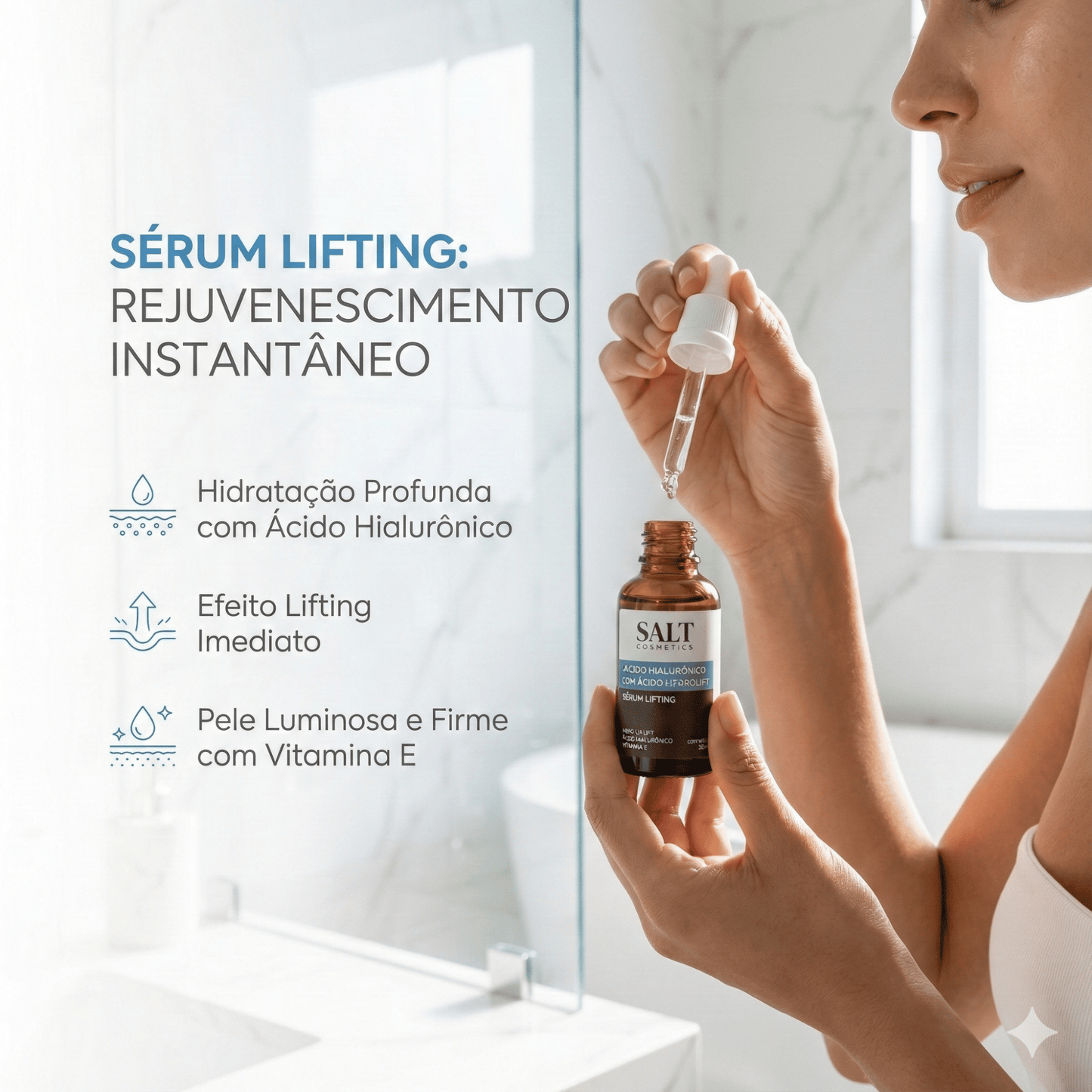 Sérum Ácido Hialurônico com Nano Hydrolift + Vitamina E - Salt Cosmetics