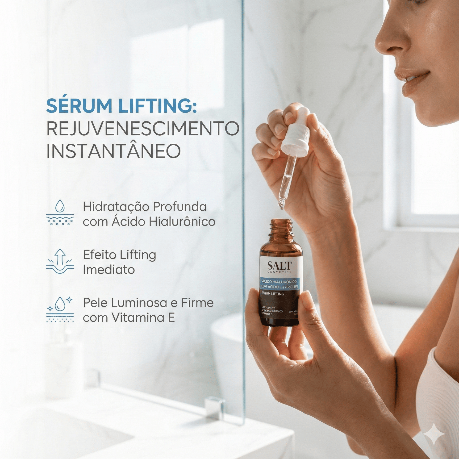 Sérum Ácido Hialurônico com Nano Hydrolift + Vitamina E - Salt Cosmetics