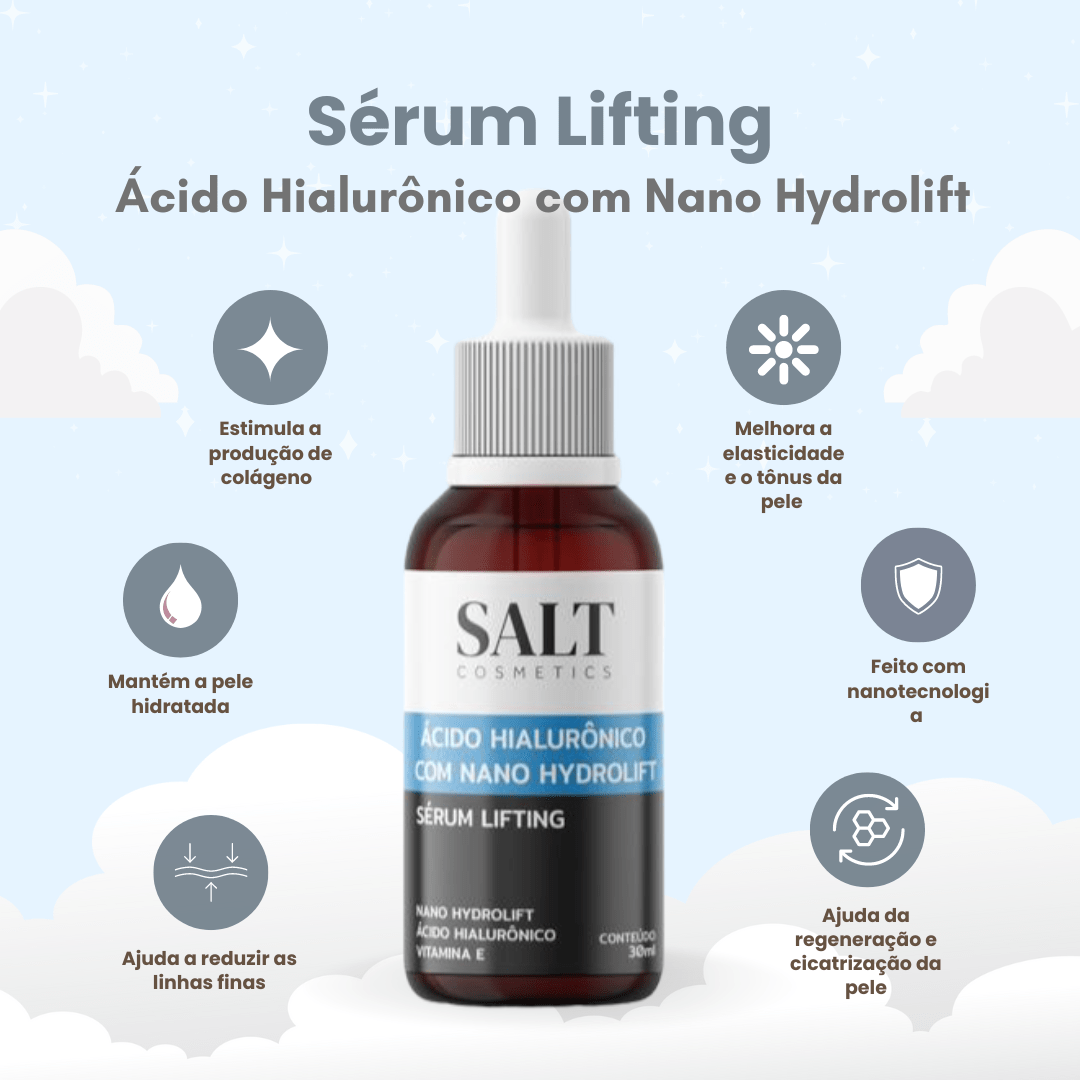 Sérum Ácido Hialurônico com Nano Hydrolift + Vitamina E - Salt Cosmetics