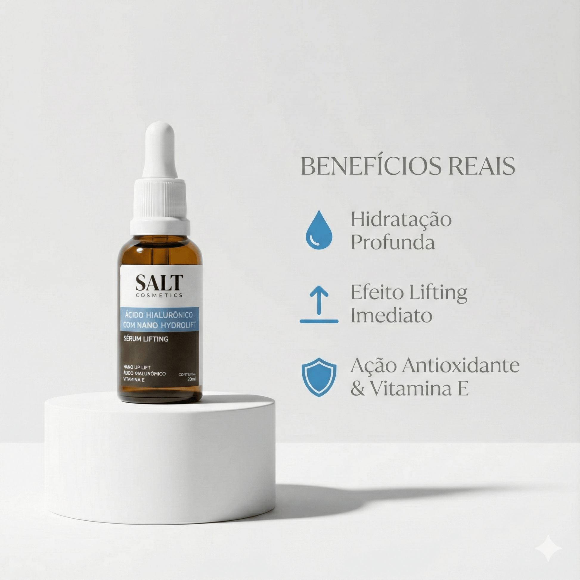 Sérum Ácido Hialurônico com Nano Hydrolift + Vitamina E - Salt Cosmetics