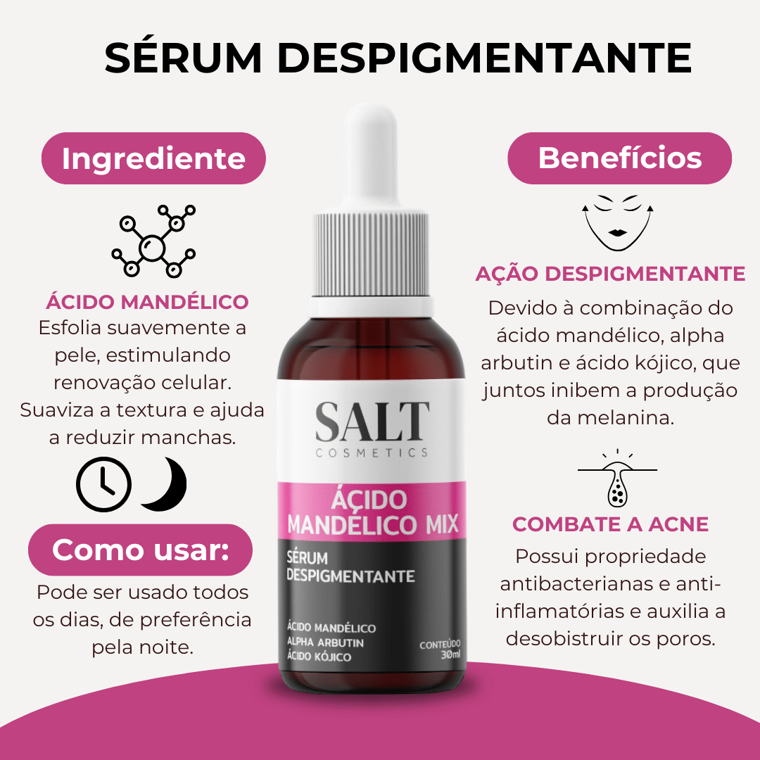 Sérum Ácido Mandélico Mix + Alpha - Arbutin + Ácido Kójico - Salt Cosmetics