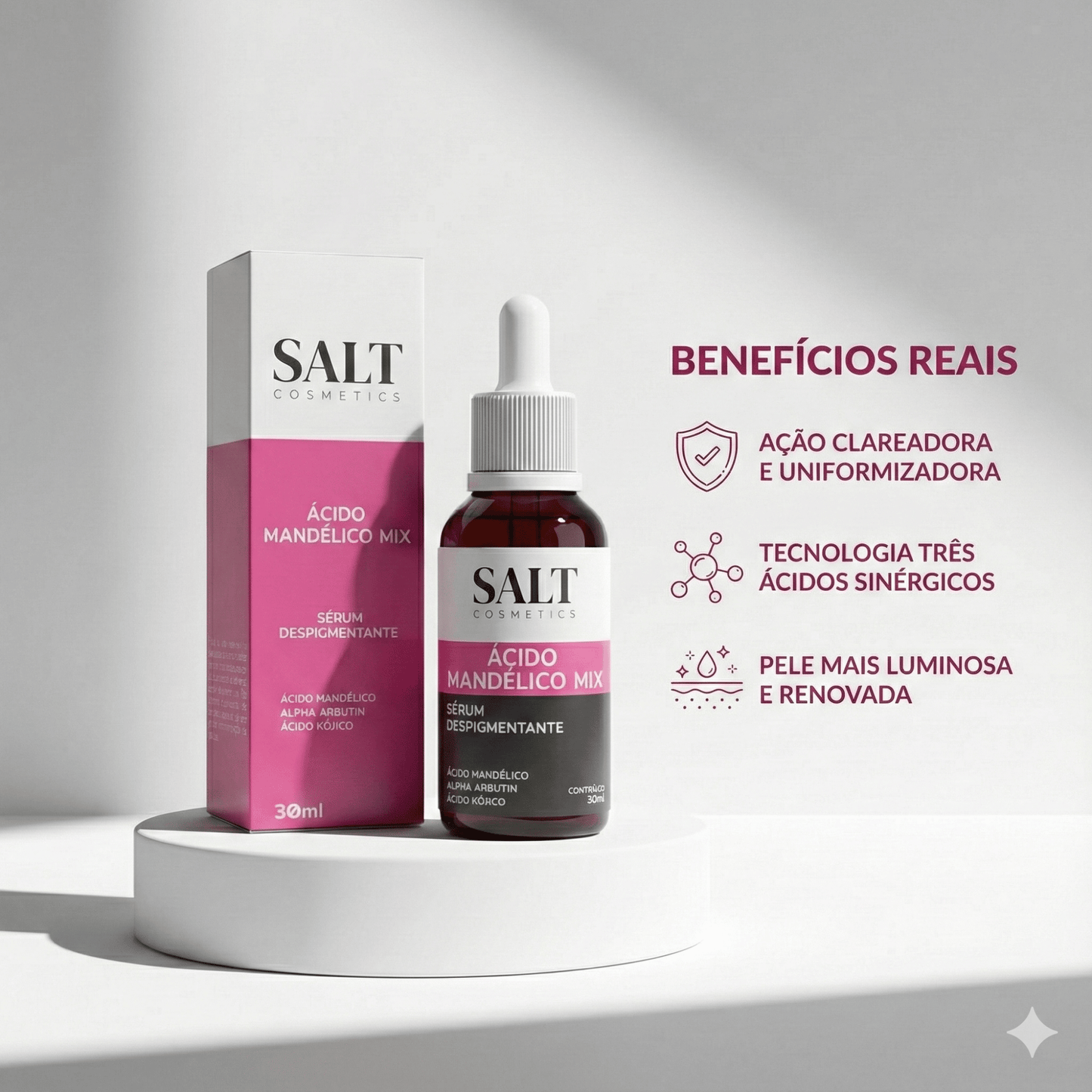 Sérum Ácido Mandélico Mix + Alpha - Arbutin + Ácido Kójico - Salt Cosmetics