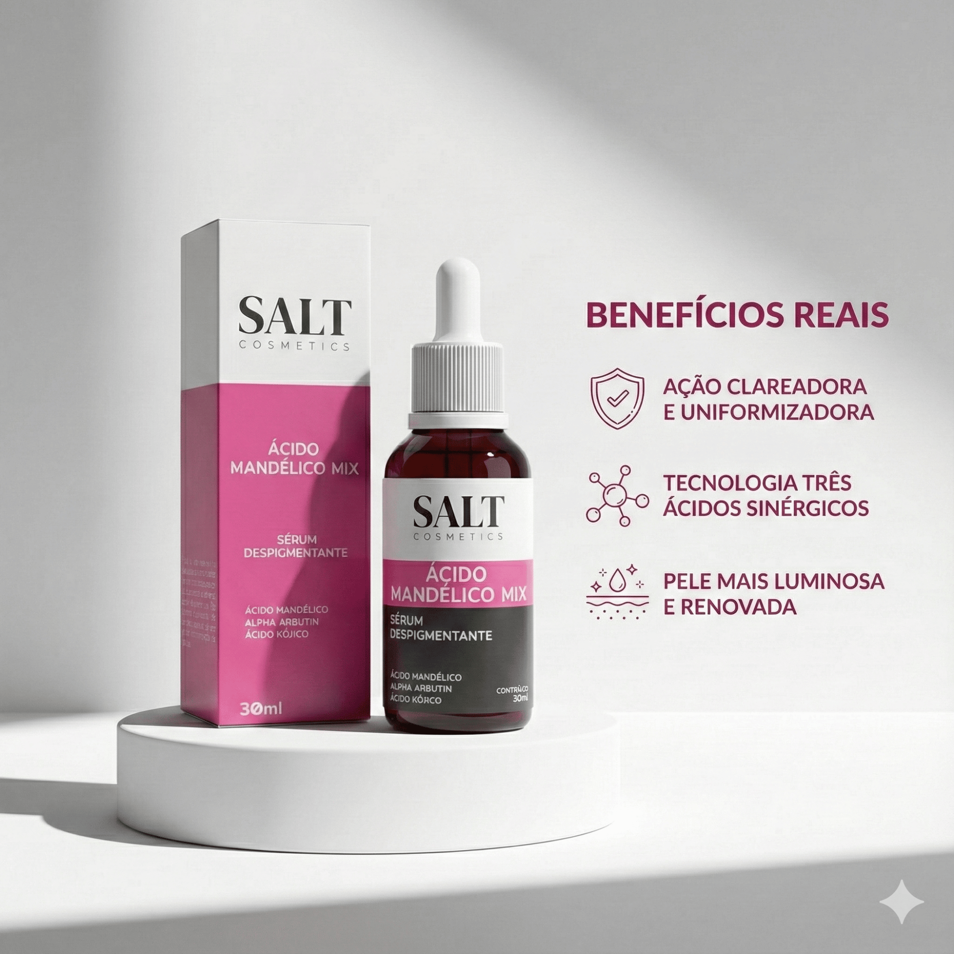 Sérum Ácido Mandélico Mix + Alpha - Arbutin + Ácido Kójico - Salt Cosmetics