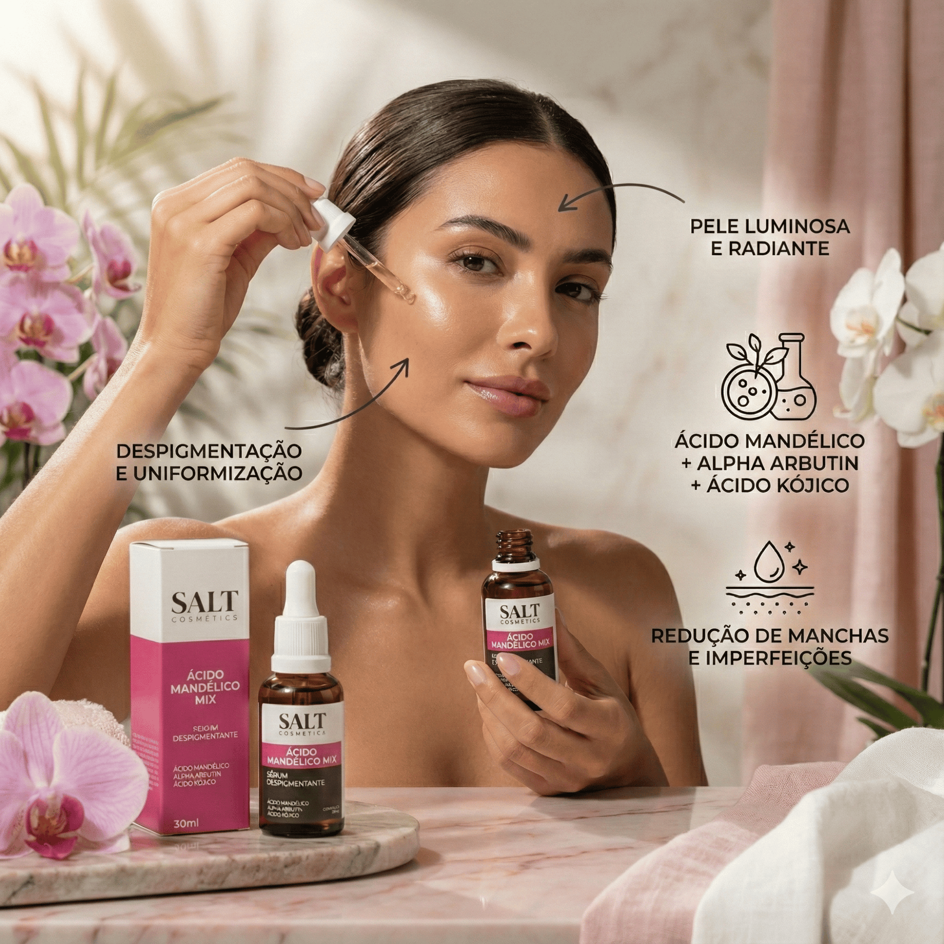 Sérum Ácido Mandélico Mix + Alpha - Arbutin + Ácido Kójico - Salt Cosmetics