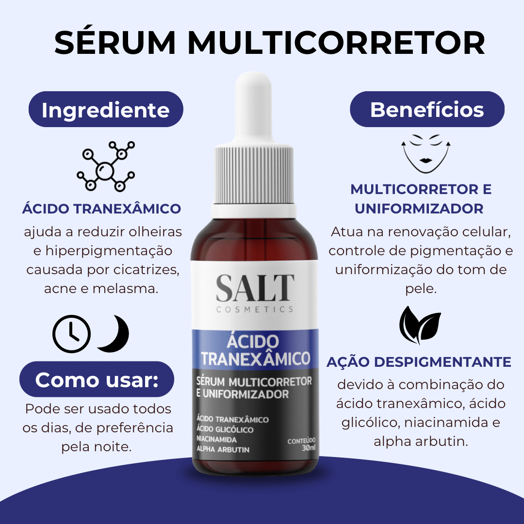 Sérum Ácido Tranexâmico + Niacinamida + Glicólico + Alpha Arbutin - Salt Cosmetics