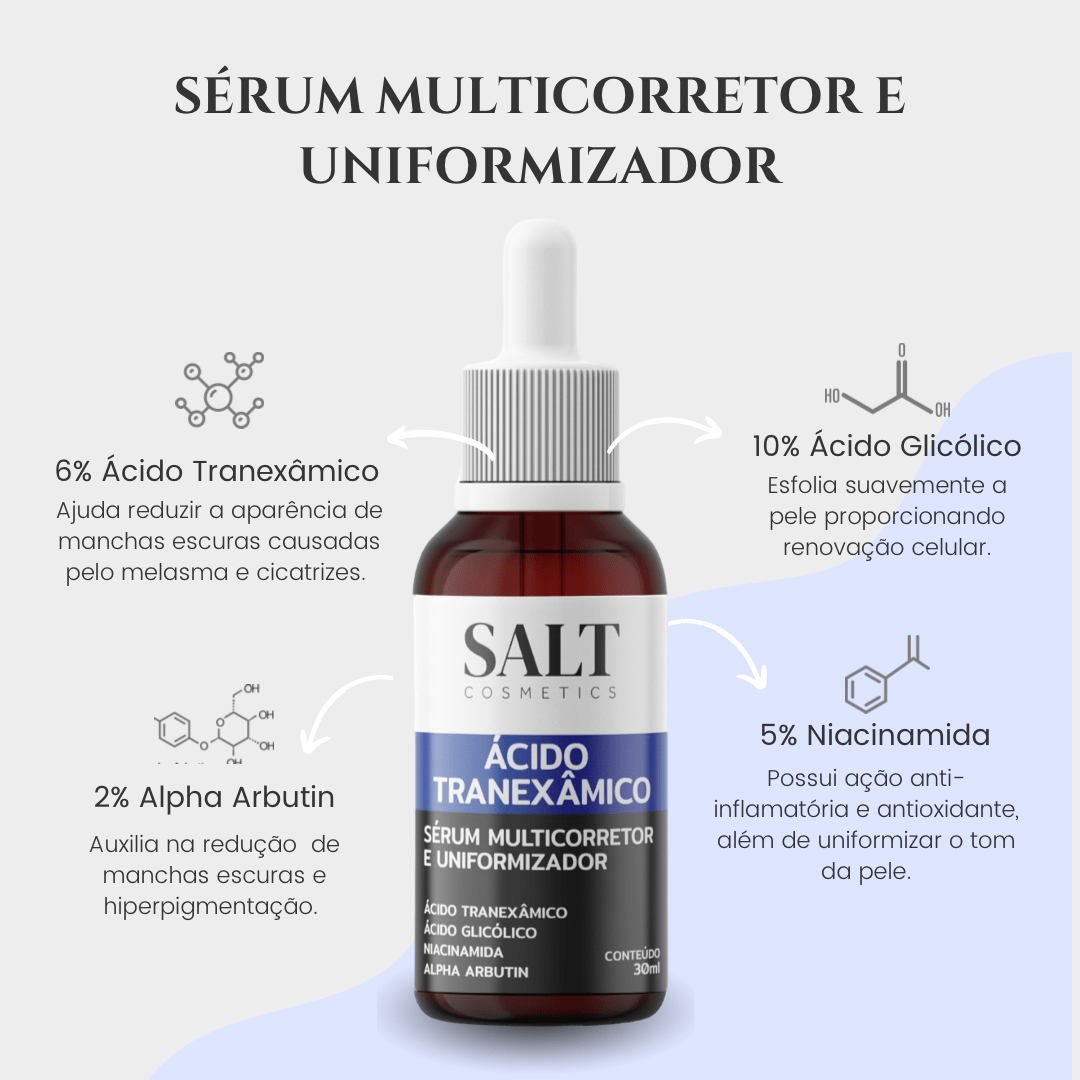 Sérum Ácido Tranexâmico + Niacinamida + Glicólico + Alpha Arbutin - Salt Cosmetics