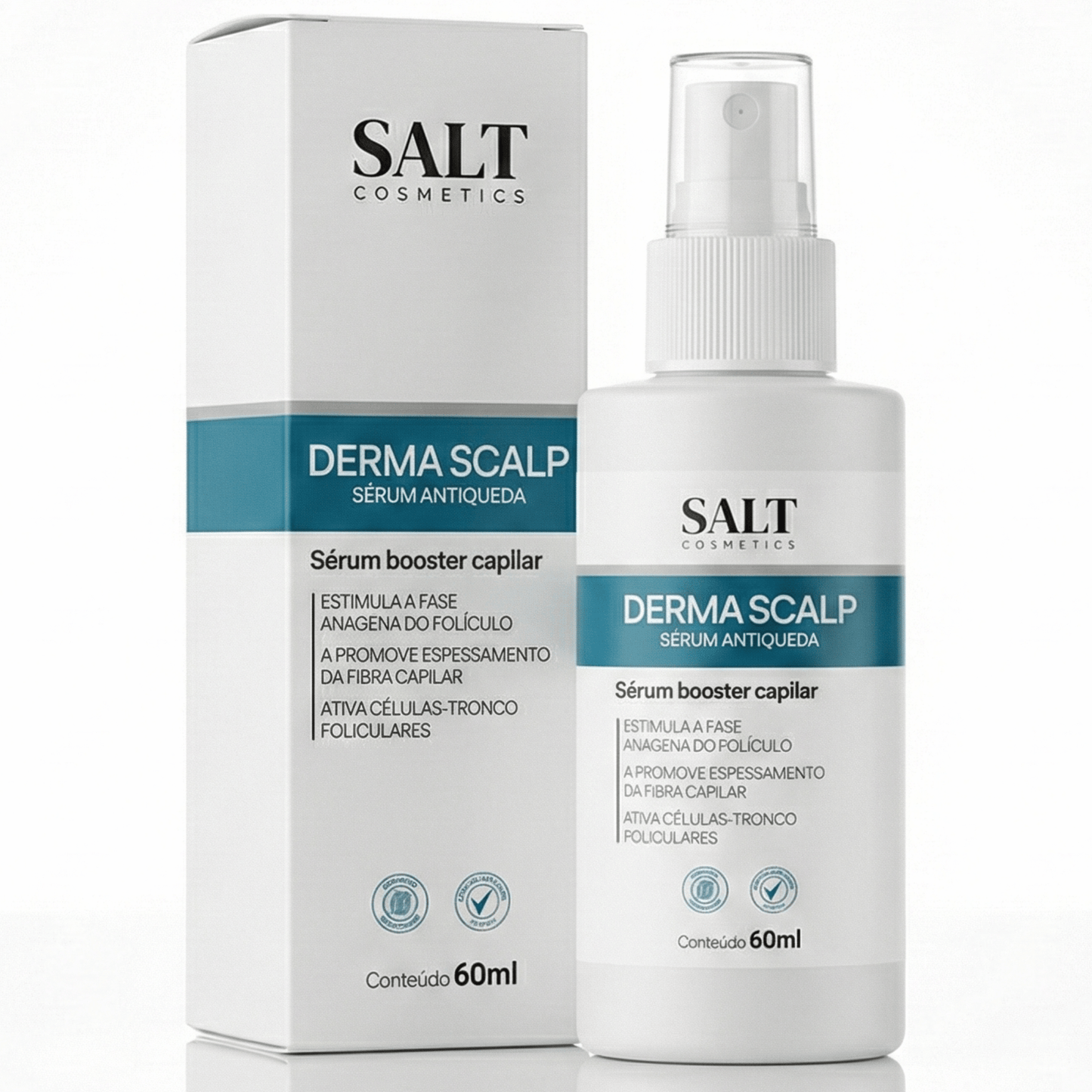 Sérum Antiqueda e Crescimento Capilar 60ml Derma Scalp Hair Booster – Espessamento e Densidade dos Fios – Salt Cosmetics - Salt Cosmetics