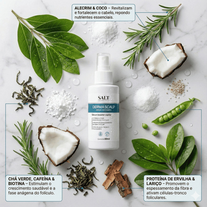 Sérum Antiqueda e Crescimento Capilar 60ml Derma Scalp Hair Booster – Espessamento e Densidade dos Fios – Salt Cosmetics - Salt Cosmetics