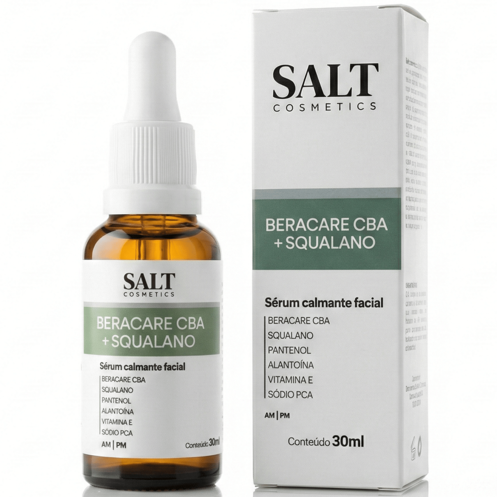 Sérum Calmante Facial 30ml Beracare CBA + Squalano – Ação Relaxante com Pantenol, Alantoína e Bisabolol - Salt Cosmetics