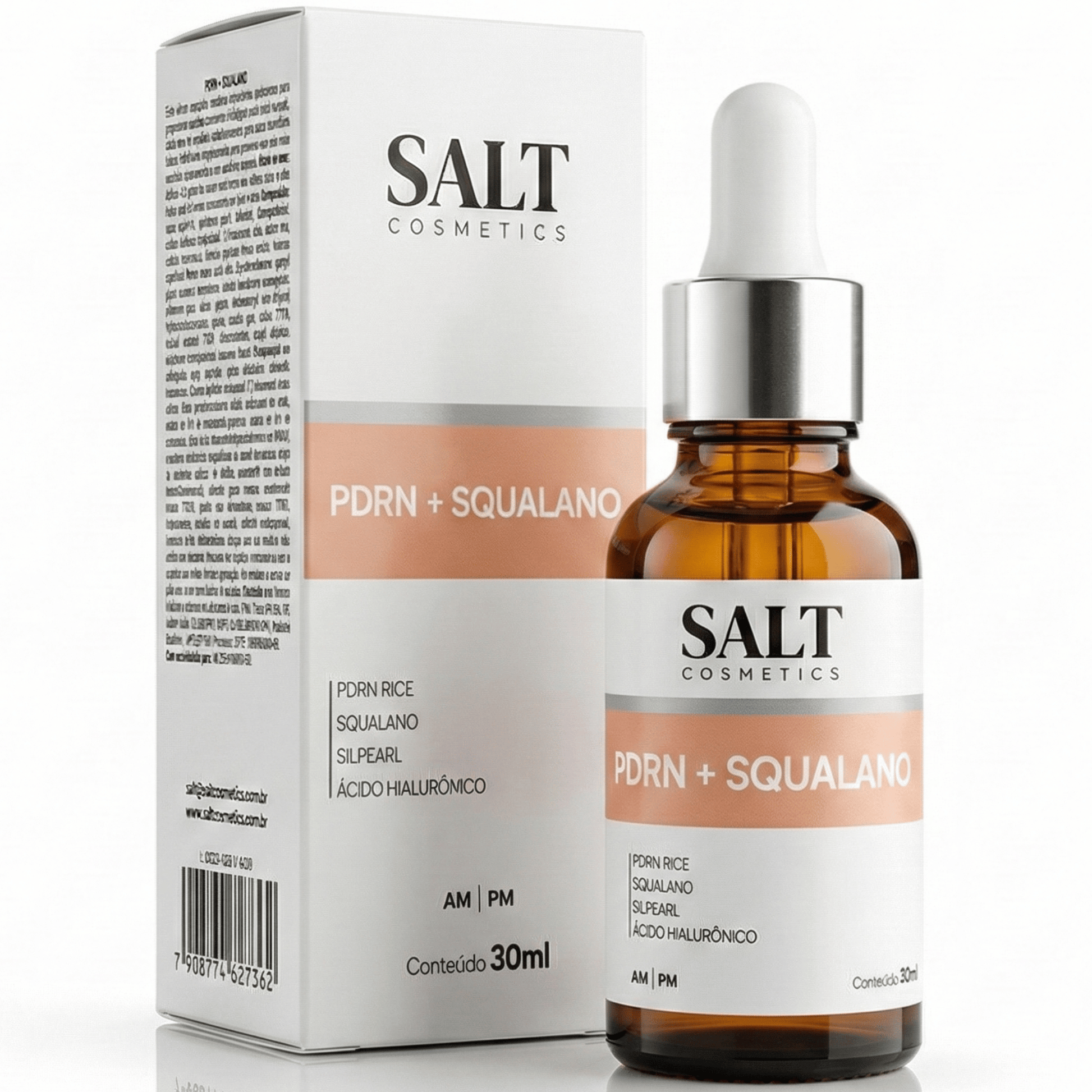 Sérum Facial PDRN + Squalano com Ácido Hialurônico 30ml – Hidratante e Reparador da Pele – Salt - Salt Cosmetics