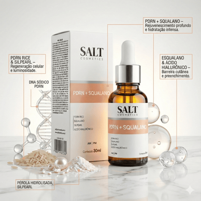 Sérum Facial PDRN + Squalano com Ácido Hialurônico 30ml – Hidratante e Reparador da Pele – Salt - Salt Cosmetics