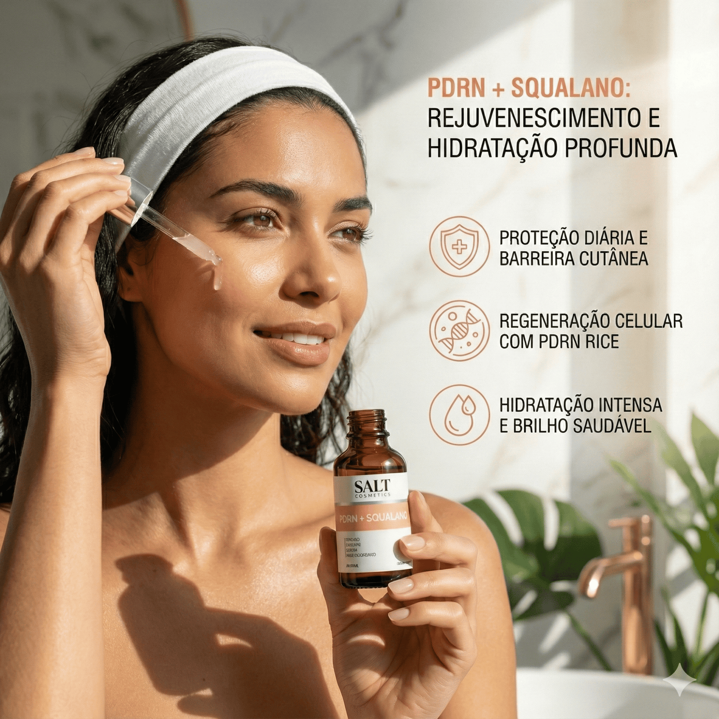 Sérum Facial PDRN + Squalano com Ácido Hialurônico 30ml – Hidratante e Reparador da Pele – Salt - Salt Cosmetics