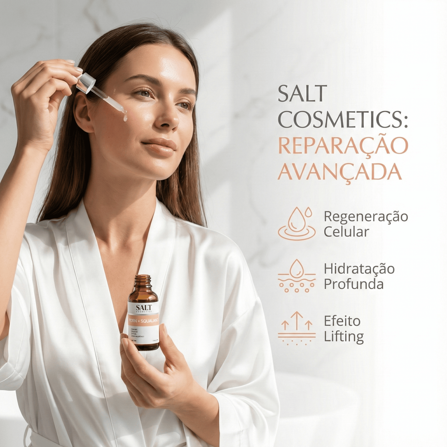 Sérum Facial PDRN + Squalano com Ácido Hialurônico 30ml – Hidratante e Reparador da Pele – Salt - Salt Cosmetics