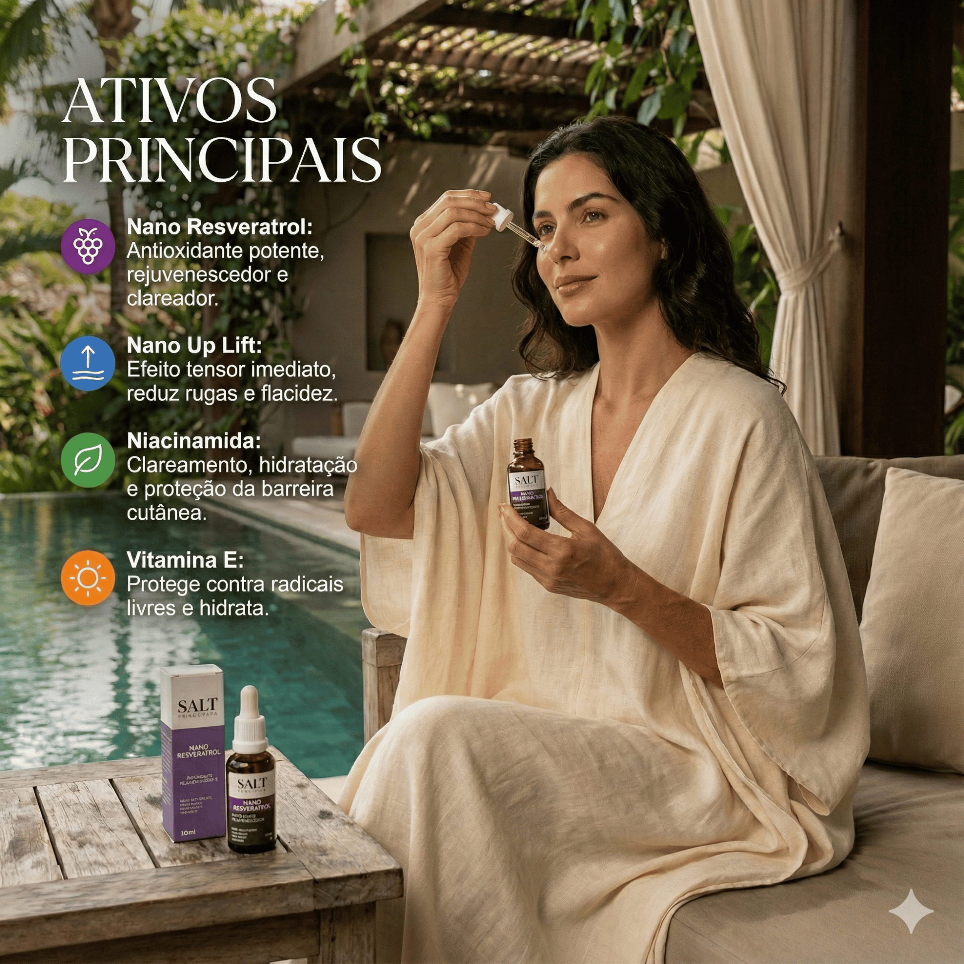 Sérum Nano Resveratrol + Niacinamida + Nano Hydrolift + Vitamina E - Salt Cosmetics