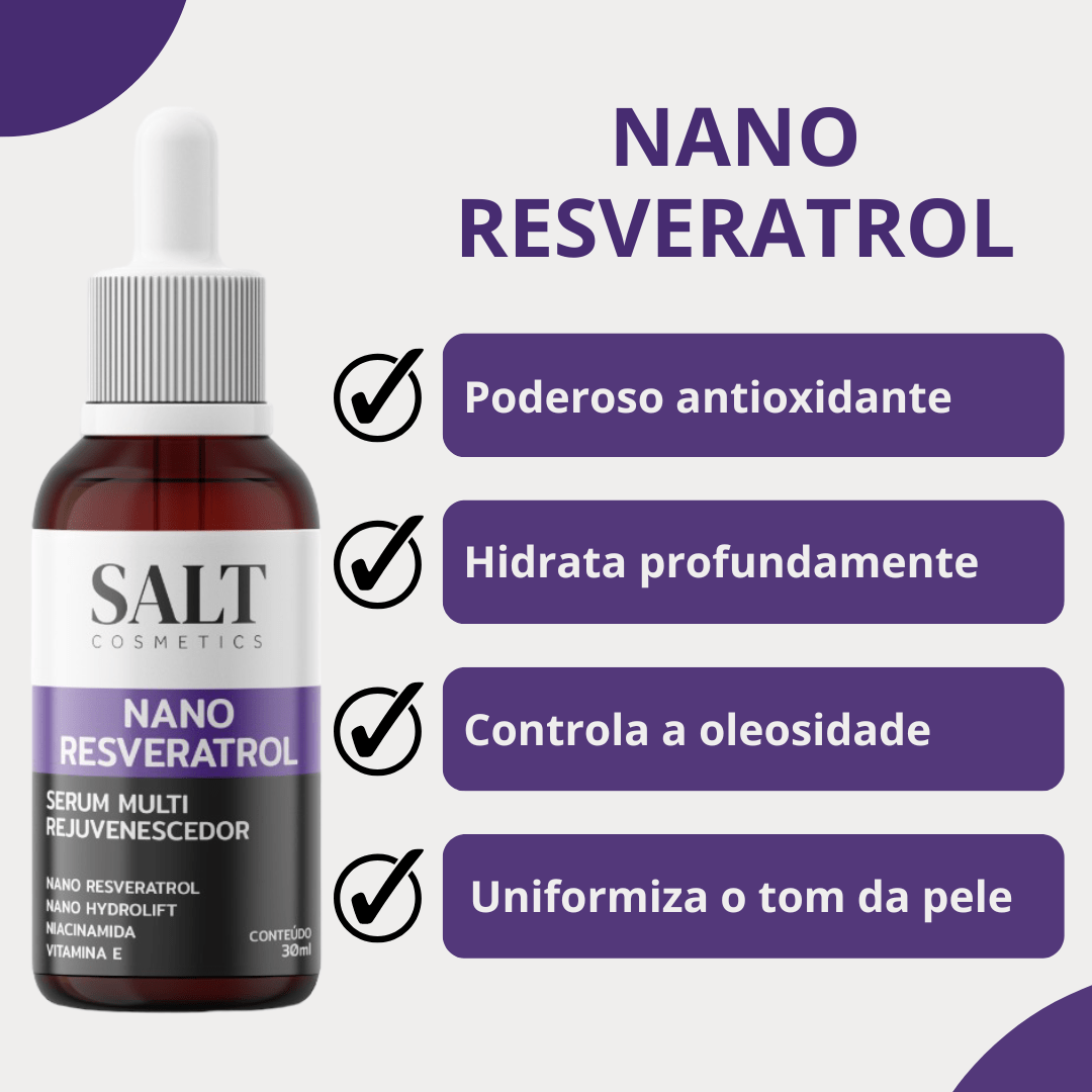 Sérum Nano Resveratrol + Niacinamida + Nano Hydrolift + Vitamina E - Salt Cosmetics