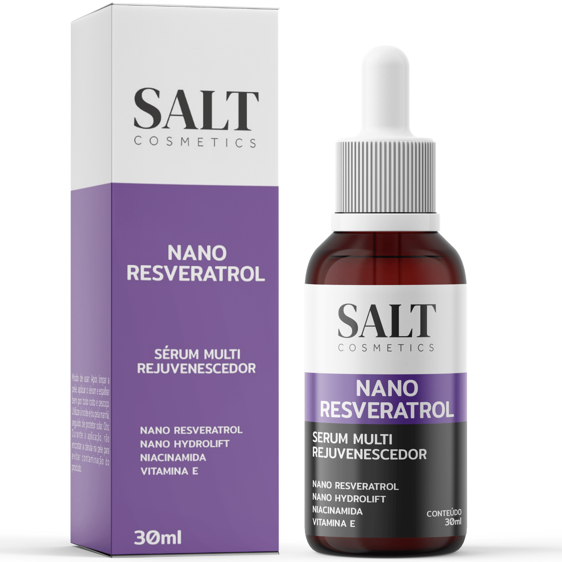 Sérum Nano Resveratrol + Niacinamida + Nano Hydrolift + Vitamina E - Salt Cosmetics