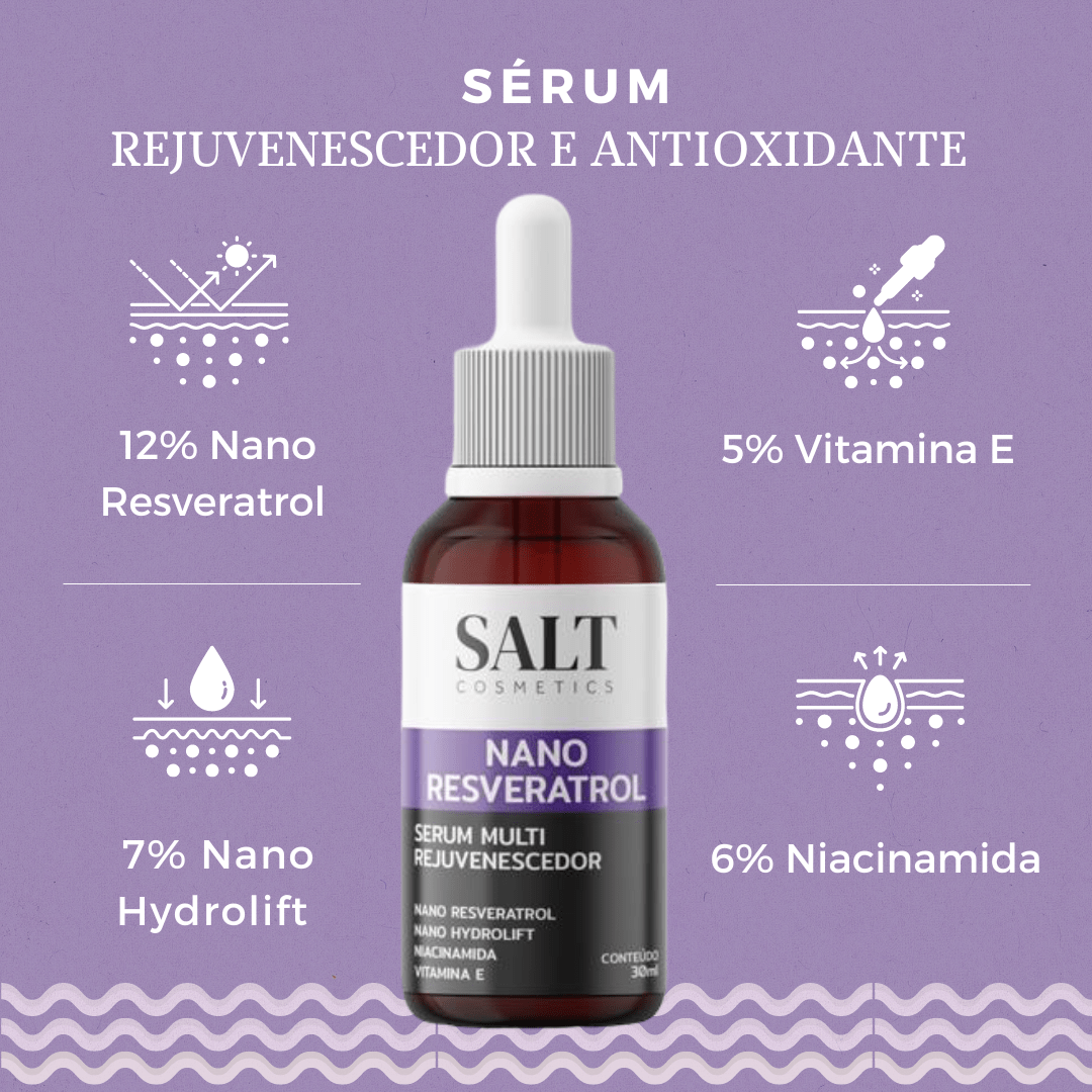 Sérum Nano Resveratrol + Niacinamida + Nano Hydrolift + Vitamina E - Salt Cosmetics