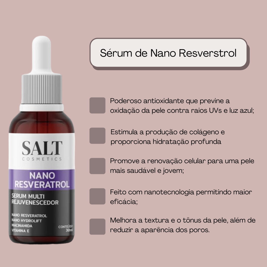 Sérum Nano Resveratrol + Niacinamida + Nano Hydrolift + Vitamina E - Salt Cosmetics