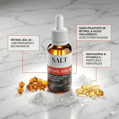 Sérum Nano Retinol B3A 16 com Niacinamida + Ácido Hialurônico - Salt Cosmetics