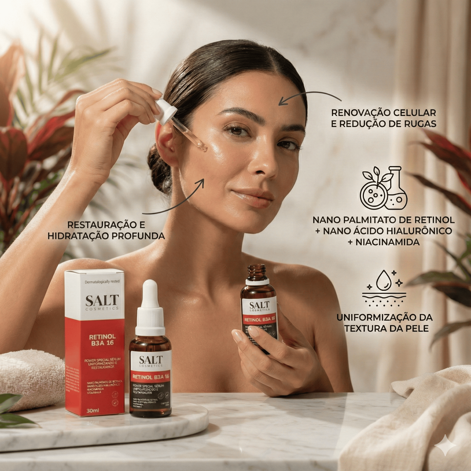Sérum Nano Retinol B3A 16 com Niacinamida + Ácido Hialurônico - Salt Cosmetics