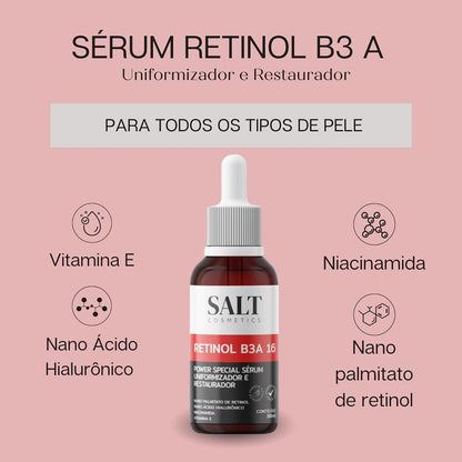 Sérum Nano Retinol B3A 16 com Niacinamida + Ácido Hialurônico - Salt Cosmetics