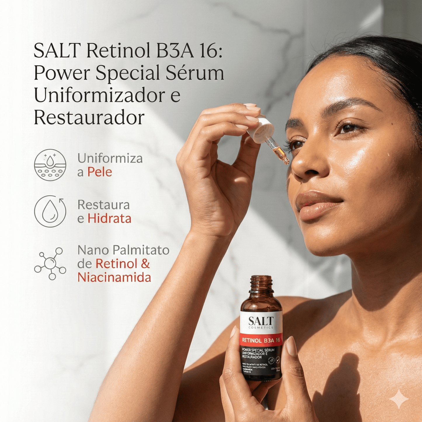 Sérum Nano Retinol B3A 16 com Niacinamida + Ácido Hialurônico - Salt Cosmetics