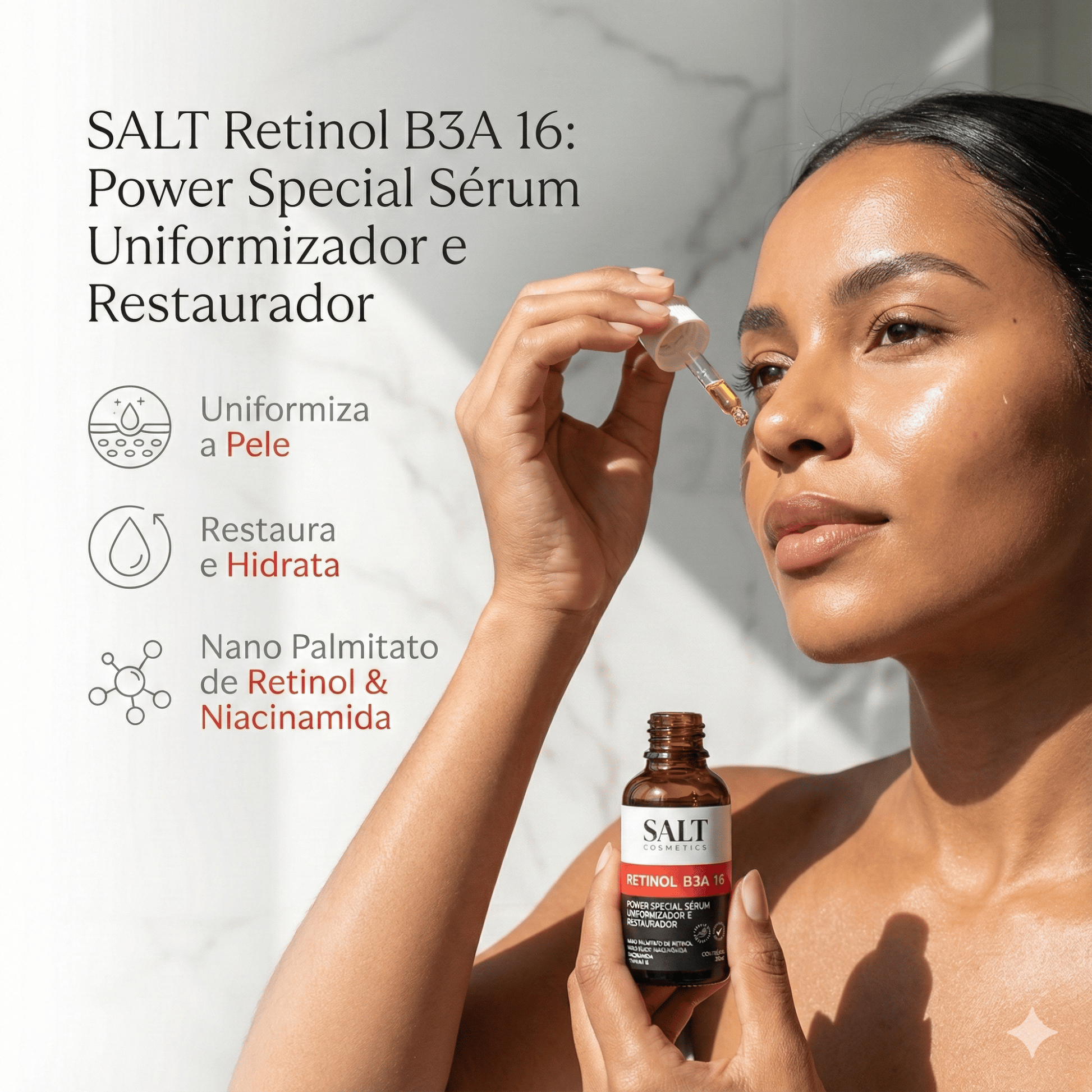 Sérum Nano Retinol B3A 16 com Niacinamida + Ácido Hialurônico - Salt Cosmetics