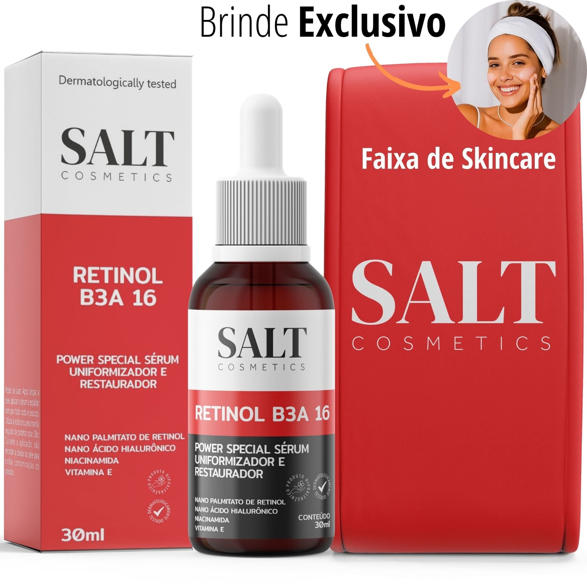 Sérum Nano Retinol B3A 16 com Niacinamida + Ácido Hialurônico - Salt Cosmetics