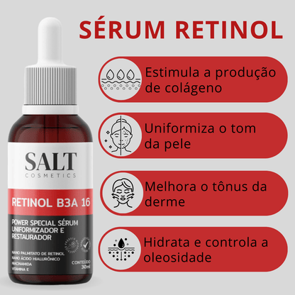 Sérum Nano Retinol B3A 16 com Niacinamida + Ácido Hialurônico - Salt Cosmetics