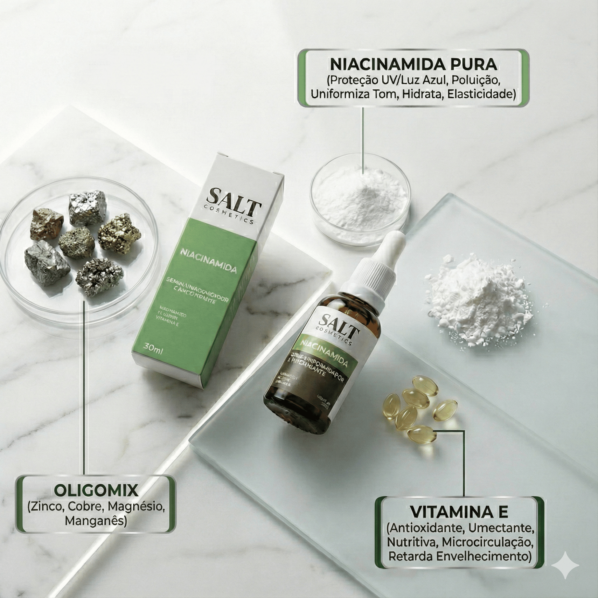 Sérum Niacinamida com Oligomix + Vitamina E — Uniformizador - Salt Cosmetics