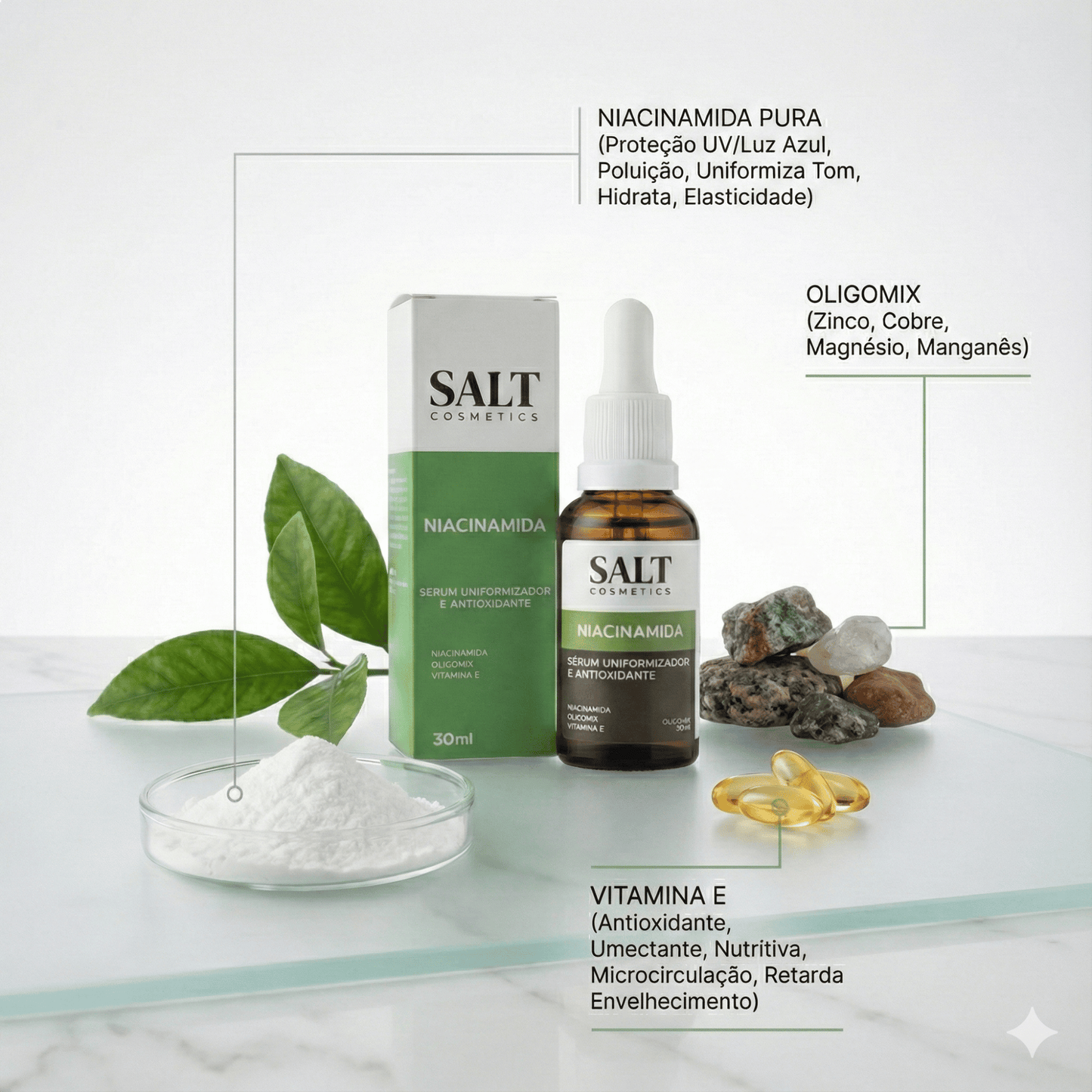 Sérum Niacinamida com Oligomix + Vitamina E — Uniformizador - Salt Cosmetics