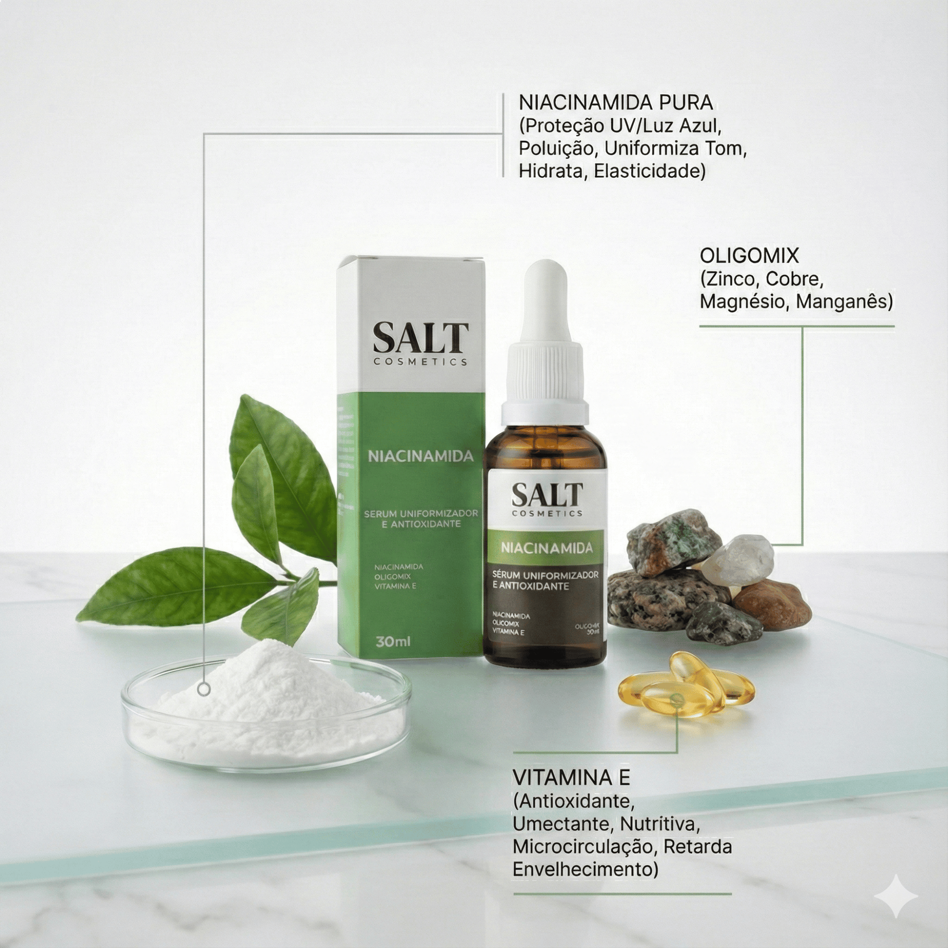 Sérum Niacinamida com Oligomix + Vitamina E — Uniformizador - Salt Cosmetics