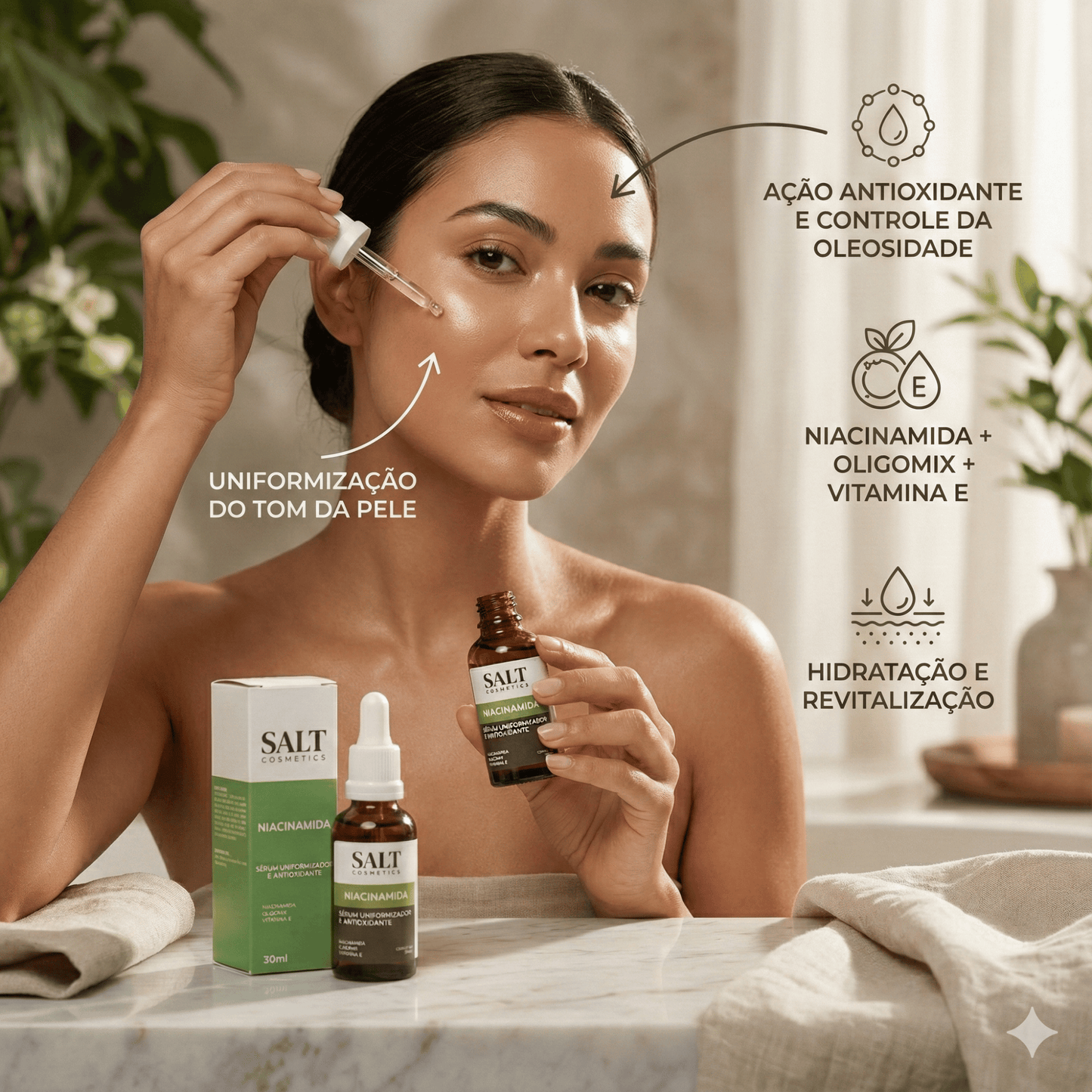 Sérum Niacinamida com Oligomix + Vitamina E — Uniformizador - Salt Cosmetics