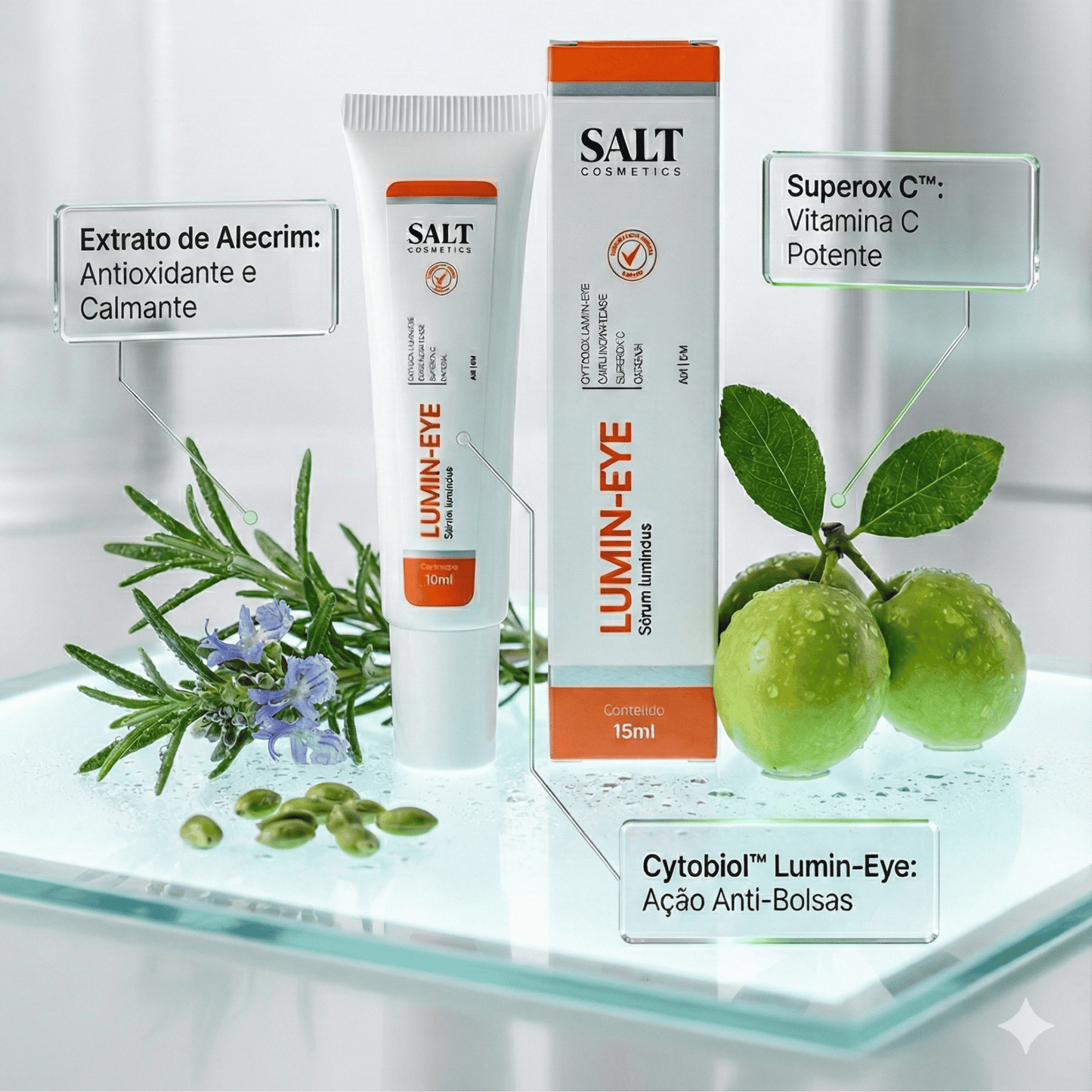 Sérum para Área dos Olhos Roll - On 15g – Lumin - Eye – Luminosidade, Hidratação e Redução de Olheiras – Salt Cosmetics - Salt Cosmetics