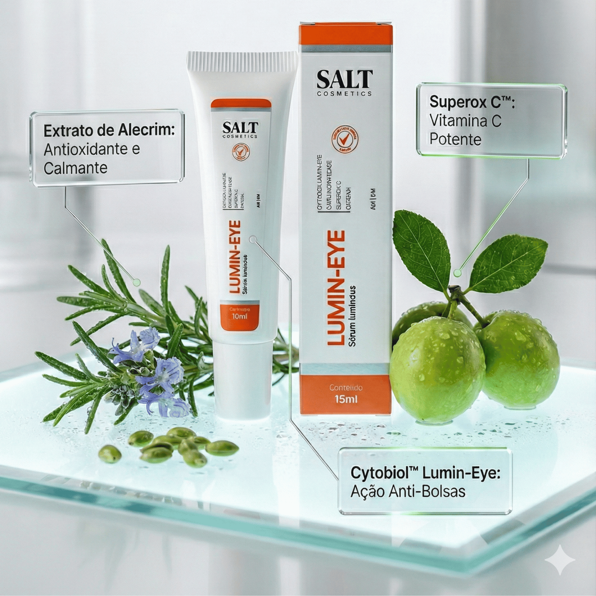 Sérum para Área dos Olhos Roll - On 15g – Lumin - Eye – Luminosidade, Hidratação e Redução de Olheiras – Salt Cosmetics - Salt Cosmetics