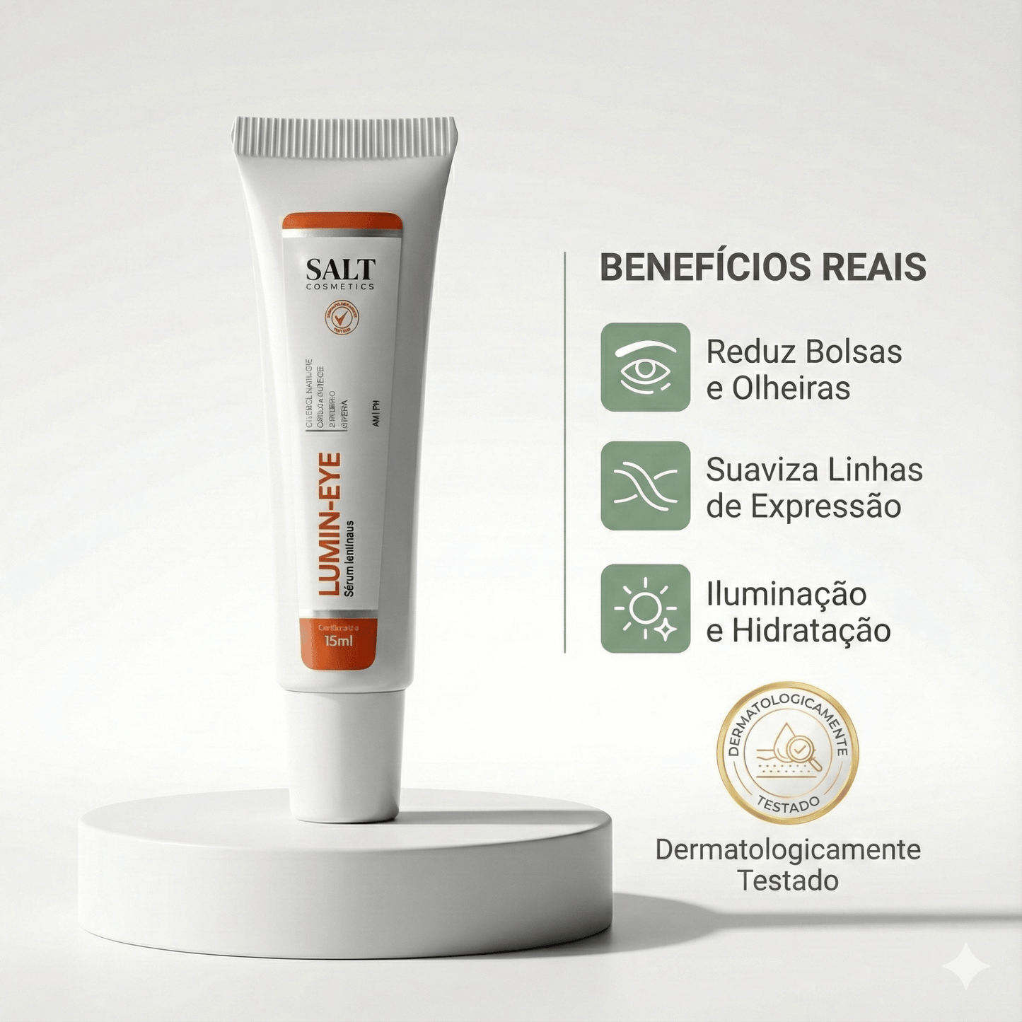 Sérum para Área dos Olhos Roll - On 15g – Lumin - Eye – Luminosidade, Hidratação e Redução de Olheiras – Salt Cosmetics - Salt Cosmetics