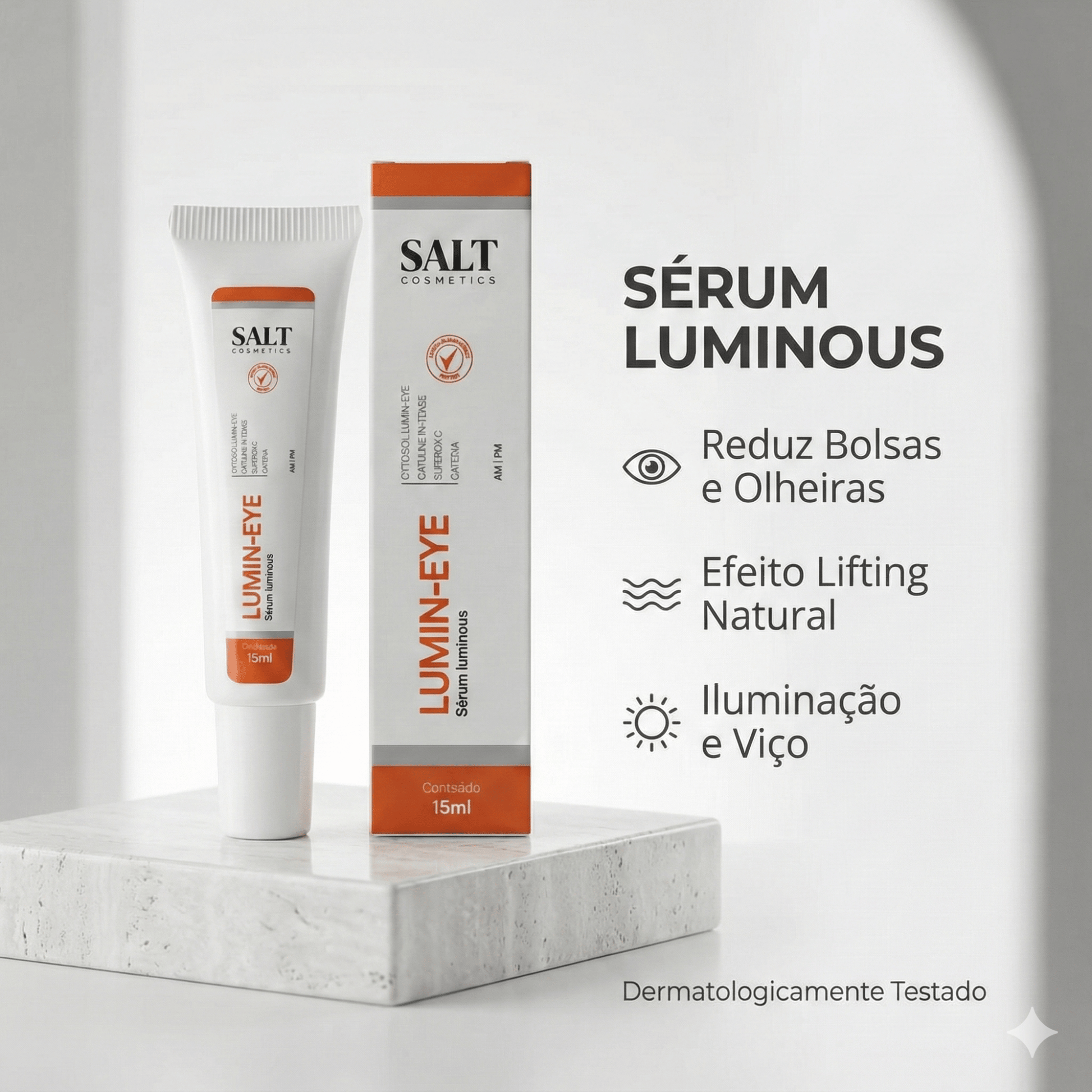 Sérum para Área dos Olhos Roll - On 15g – Lumin - Eye – Luminosidade, Hidratação e Redução de Olheiras – Salt Cosmetics - Salt Cosmetics