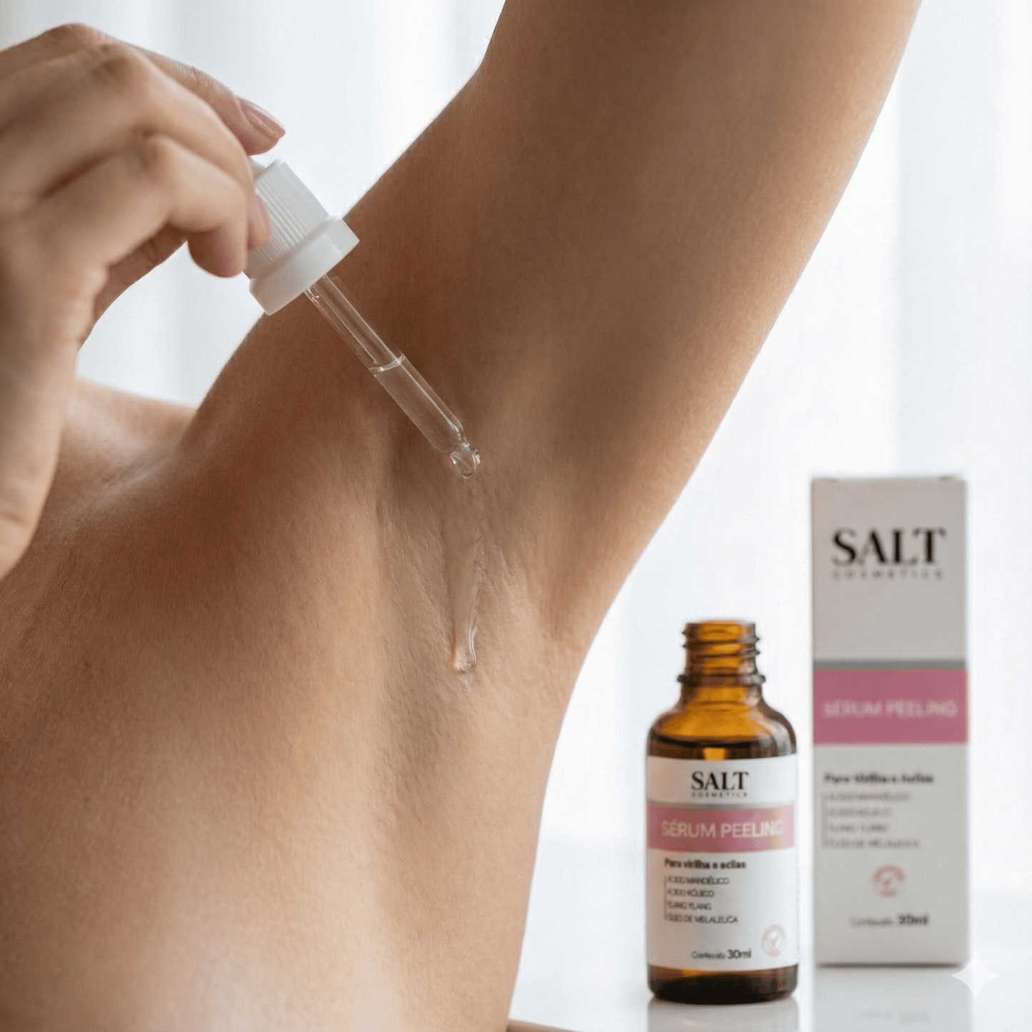 Sérum Peeling Virilha e Axilas 30ml – Mandélico, Lático e Niacinamida para Renovação da Pele – Salt Cosmetics - Salt Cosmetics